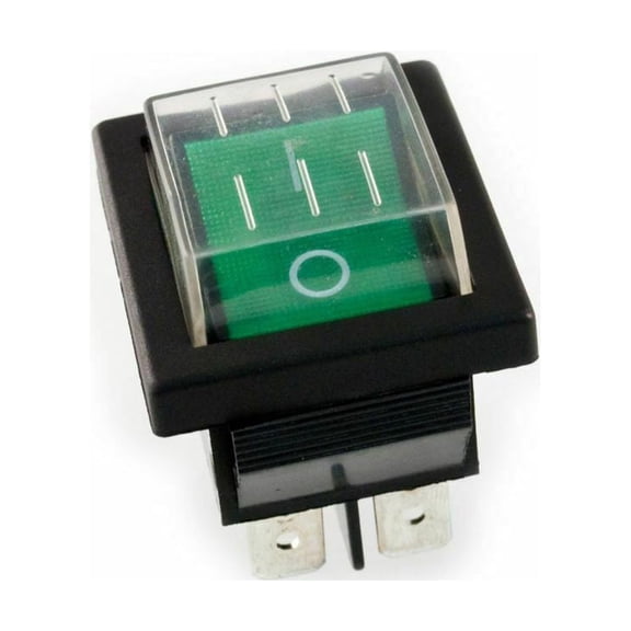 Novixy Green Rocker Switch with Waterproof Cover, 4 Pin DPST ON/Off Toggle, 16A 250V AC for Carpet Cleaners and Appliances