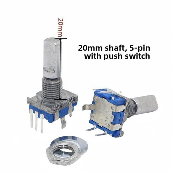 Novixy Half Plum Rotary Encoder EC11 with Switch, 20-Position 360-Degree Metal Potentiometer Code Switch for Electronic Control (Handle Length 15mm/20mm)