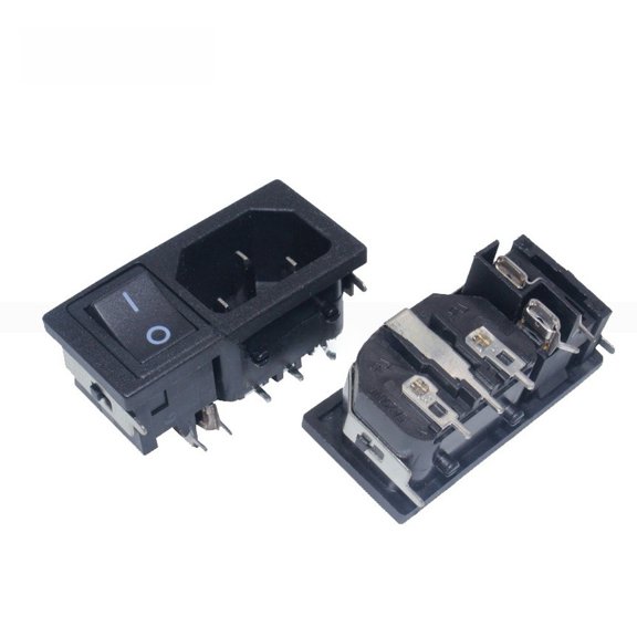 Novixy Industrial IEC C14 Power Socket with Switch 10A 15A 250VAC UL CUL ENEC Certified Black Receptacle for Panel Mount