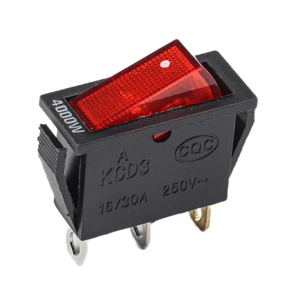 Novixy KCD3 3-Pin DPST Rocker Switch with Red Light, 15A 250V/20A 125V AC On-Off Boat Car Toggle Switch for Household Appliances