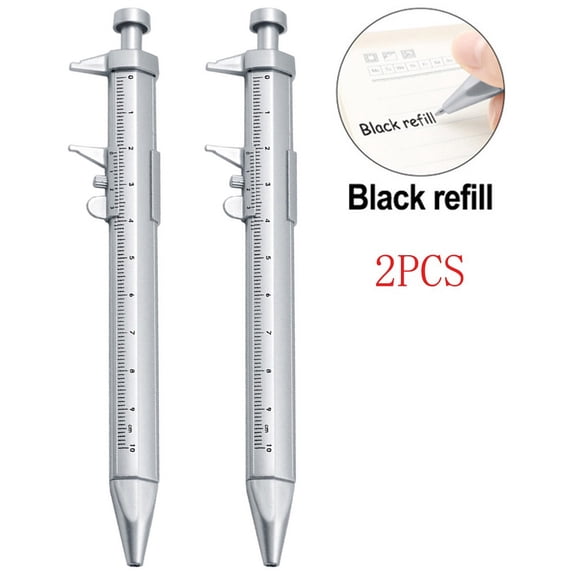 Novixy Lightweight Vernier Caliper Pen With Ergonomic Design And Gel ink Flow Control for Extended Writing And Measuring,2PCS Black