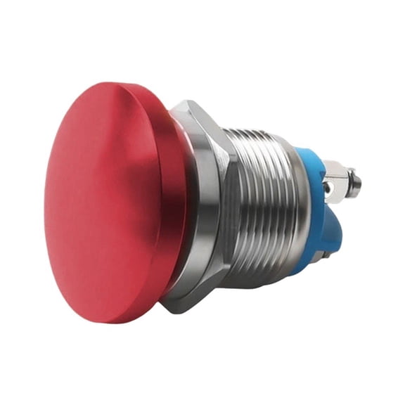 Novixy Mushroom Head Push Button Switch, Momentary Self-Reset 1NO Button, Waterproof Industrial Control Switch with Screw Terminals for Panel Mount, Red, Metal, 16mm, IP65