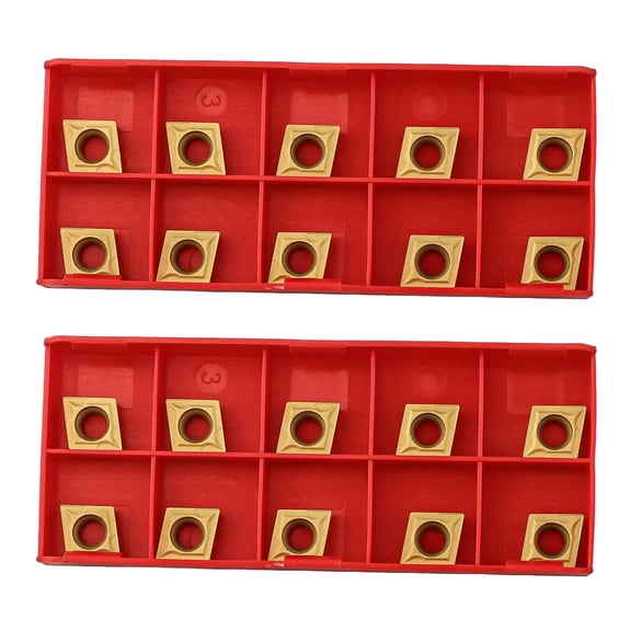 Novixy Novixy 20Pcs CCMT09T304 Carbide Inserts for Lathe Turning Tools, Yellow Coated Tips for Steel and Cast Iron Machining, Standard Size
