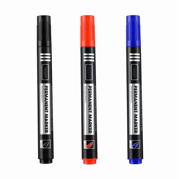 Novixy Novixy 3-Pack Permanent Marker Pens with 2.8mm Fine Tip, Waterproof Ink for Detailing and Highlighting, Black Blue Red Set for Indoor Outdoor Use