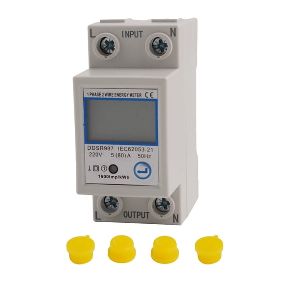 Novixy Novixy DDSR687 Single Phase Energy Meter AC 220V Digital Power Consumption Monitor with Clear Function, LCD Display Electricity Counter for C45 Rail, 10(40)A or 5(80)A