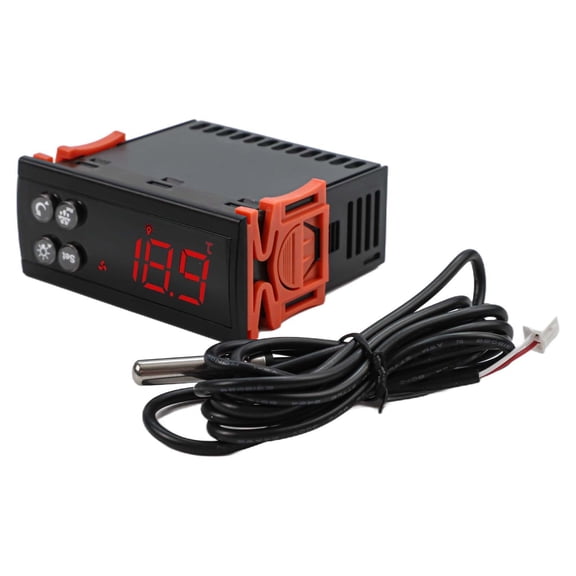 Novixy Novixy Digital Temperature Controller 220V with Automatic Refrigeration Switch, NTC Sensor Thermostat for Freezer Incubator, 71x29mm Panel, -50 to 99C Control Relay