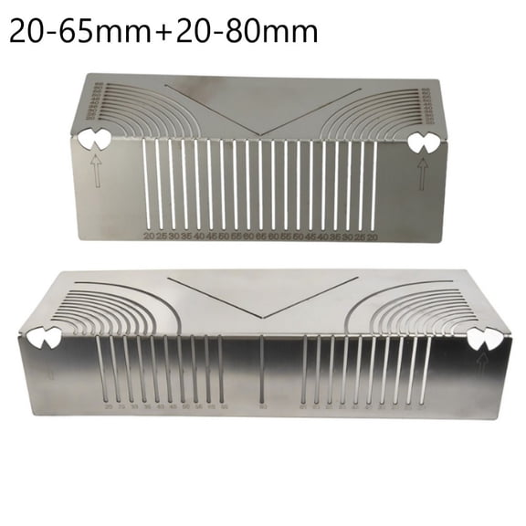 Novixy Novixy Multifunctional Square Tube Rounded Corner Drawing Tool, Metal Angle Guide Ruler for 20-65mm & 20-80mm, 45-Degree Two-Way Drafting Template for Precision Line Work, Silver, 2-Pack