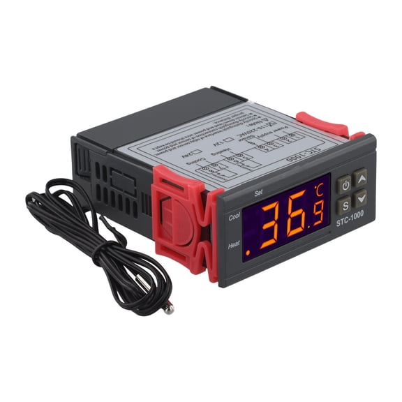 Novixy Novixy STC-1000 Digital Temperature Controller with Relay Output, -50C to 99C Incubator Thermostat Replacement Unit, 100V-220V with Transformer and 1m Sensor Probe