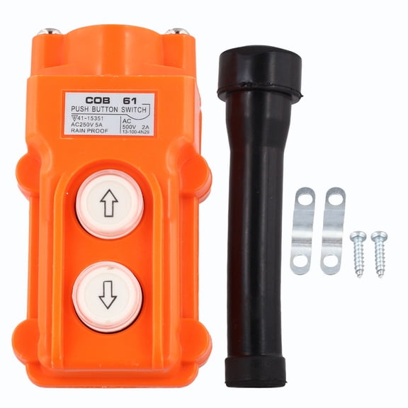 Novixy Rainproof COB-61 Hoist Pendant Switch, 2-Way Crane Push Button Controller with ABS Housing, AC 500V/2A Industrial Remote Control for Up Down Operation, Orange