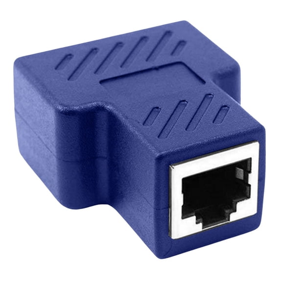 Novixy RJ45 Ethernet Splitter Adapter, Dual Port Network Connector for Stable Transmission, Gold-Plated Metal Shielding, Compact LAN Coupler for Laptop, Desktop, Router - Blue