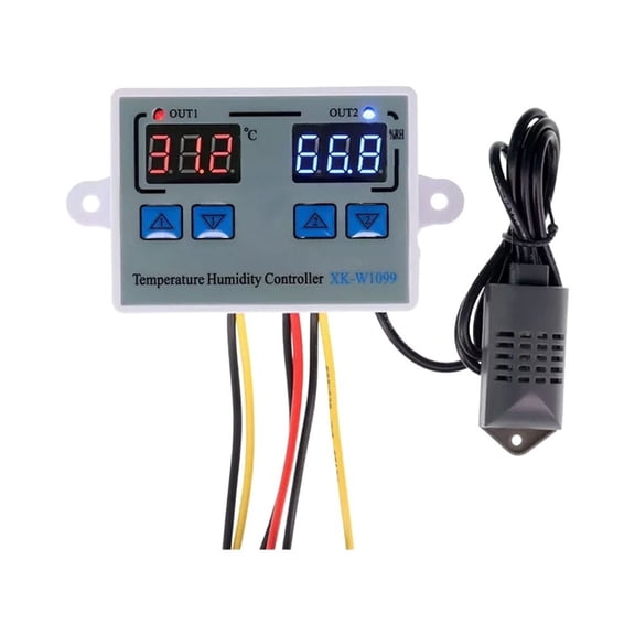 Novixy XK-W1099 Digital Temperature and Humidity Controller with LCD Display, 0-100C Thermostat Hygrostat, 10A Output for Incubator Greenhouse