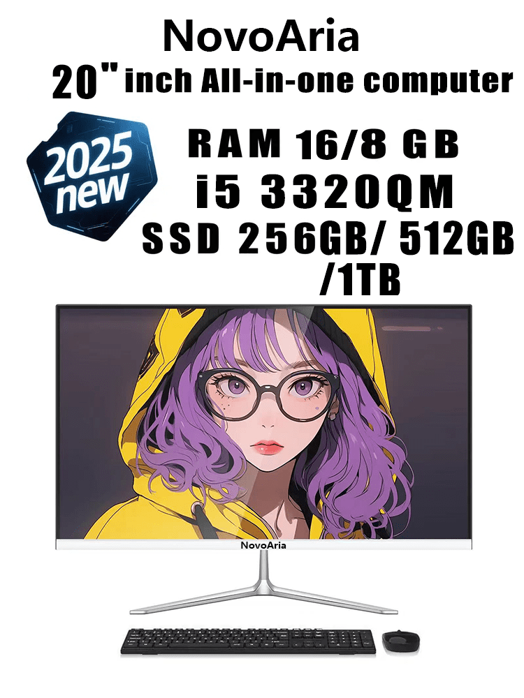 NovoAria20" All-in-One PC, Intel Core i5-3320QM, 16GB RAM,1024GB SSD, Touchscreen, Windows 10 Home, White