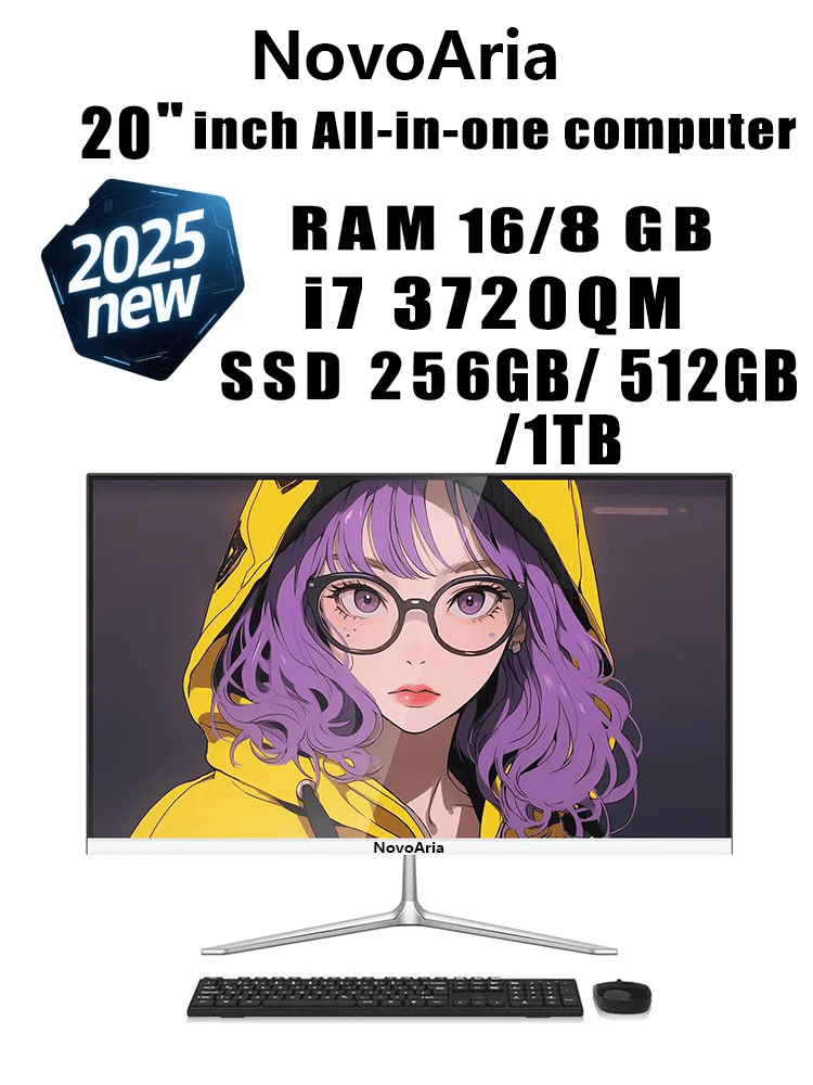 NovoAria20" All-in-One PC, Intel Core i7-3720QM, 8GB RAM, 1024GB SSD, Touchscreen, Windows 10 Home, White