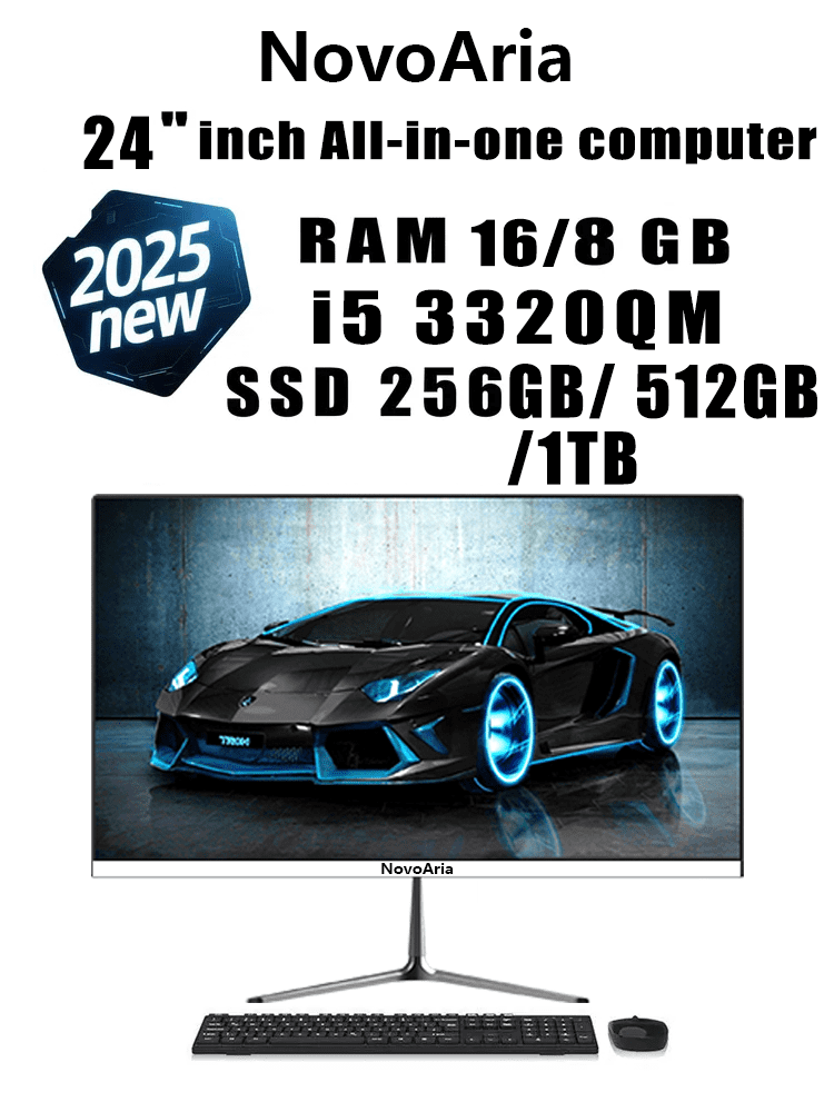 NovoAria24" All-in-One PC, Intel Core i5-3320QM, 8GB RAM, 512GB SSD, Touchscreen, Windows 10 Home, White