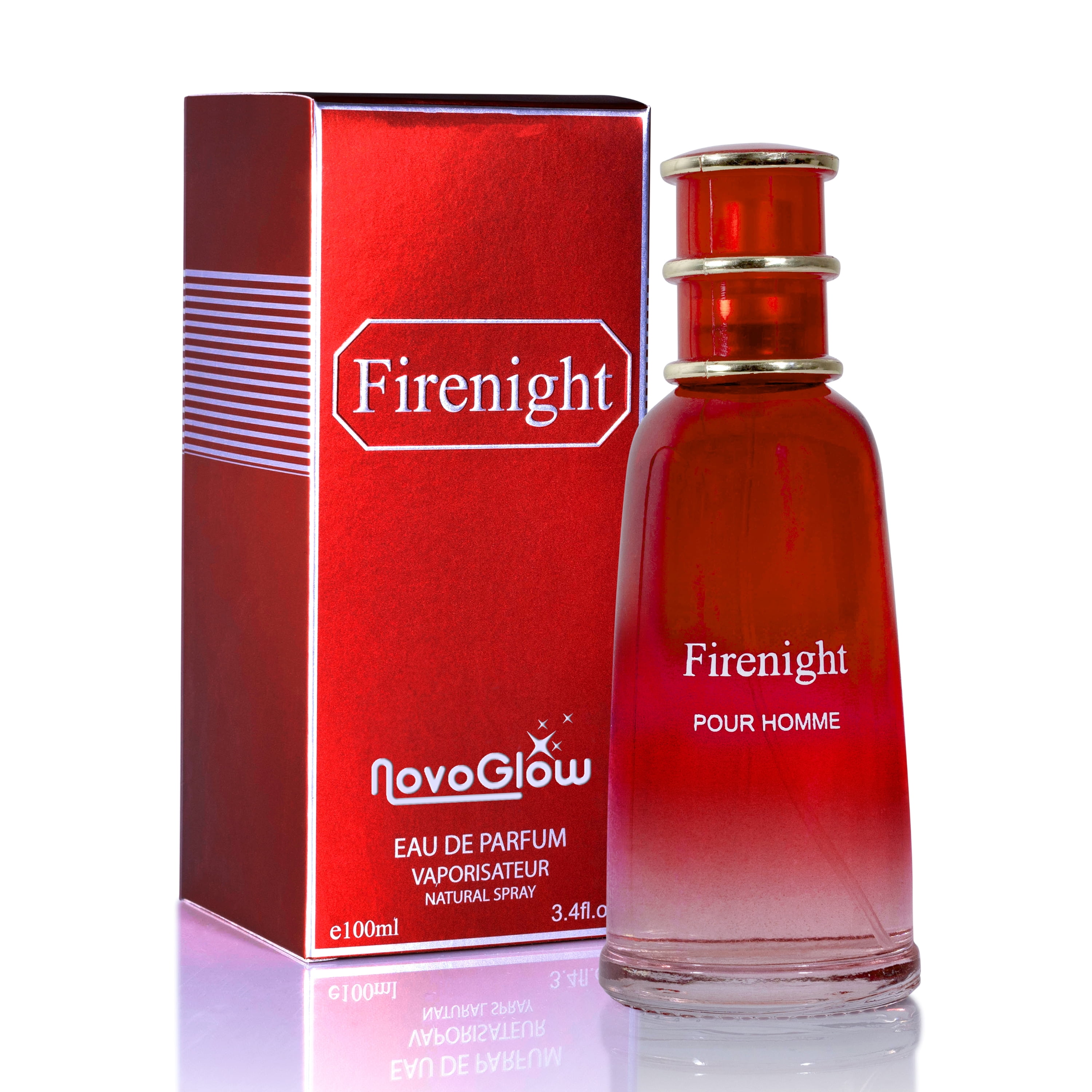 NovoGlow Firenight Pour Homme, Eau De Parfum 3.4 fl oz. Cologne for Men  Men's Fragrance with NovoGlow Carrying Pouch 