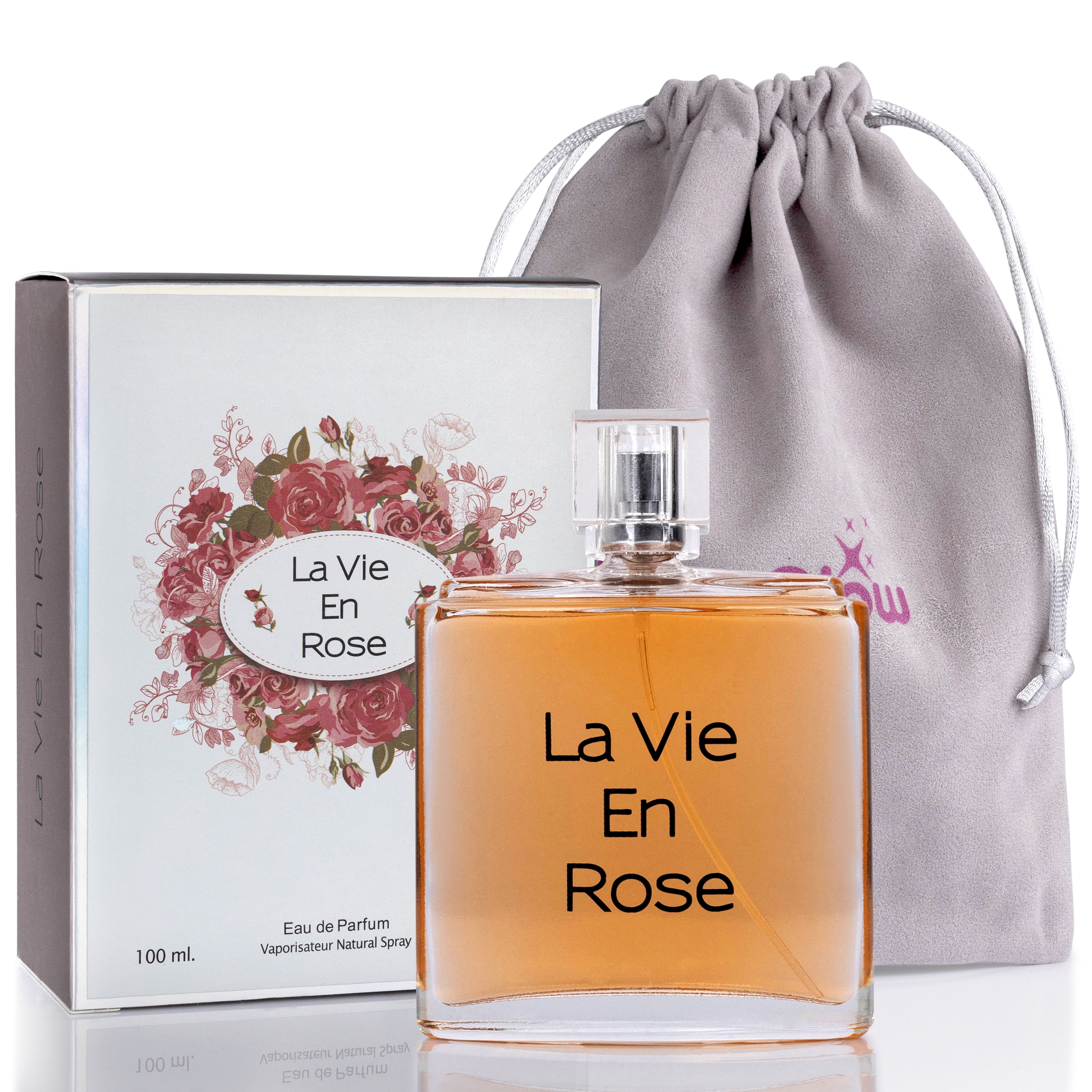 NovoGlow La Vie En Rose Women Eau De Parfum – 3.4 fl oz – Feminine Fragrance with NovoGlow Carrying Pouch