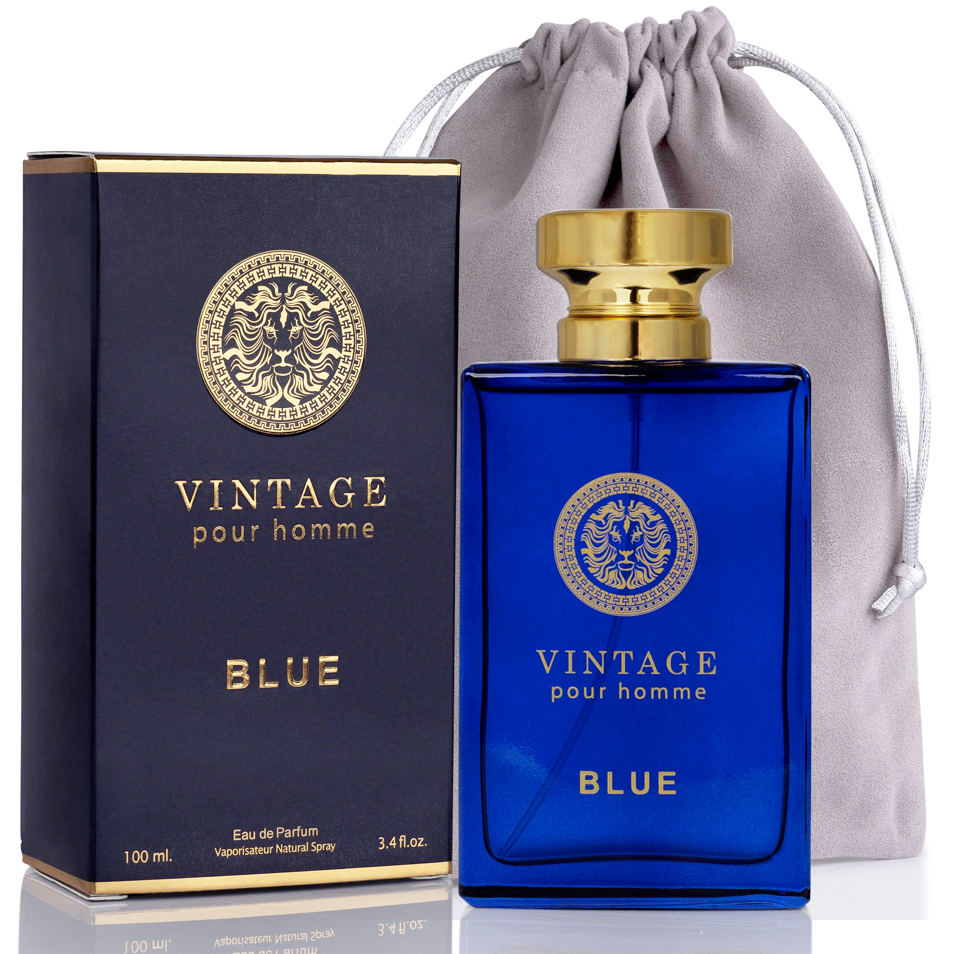 Vintage Blue Perfume, 3.4 fl.oz. Eau de Parfum Spray for Men, Perfect Gift by SE