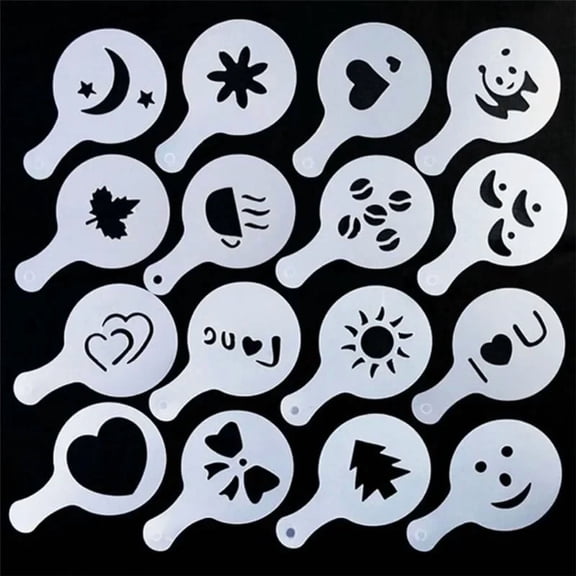 NovoSphere 1pc Stainless Steel Chocolate Shaker Cocoa Flour Coffee Sifter Or 16Pcs Coffee Stencils Template Strew Pad Duster Spray Tools