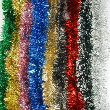 Novobey 16.4 ft Christmas Tinsel Garland, Christmas Tree Ornaments Home Party Classic Shiny Sparkly Ceiling Hanging Decorations