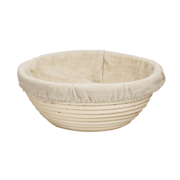 Novobey 8 Inch Banneton Proofing Basket with Liner Cloth, Round Brotform Bread Baking Bowl Dough Rising Rattan Handmade Basket, Home Baker Accessories