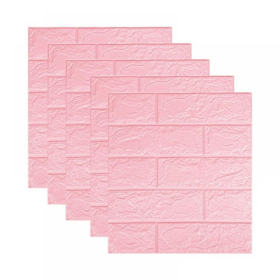 Novobey Brick Pink, Foam Wallpaper 38.5 x 35 x 0.3 cm, 5 Pieces Pack