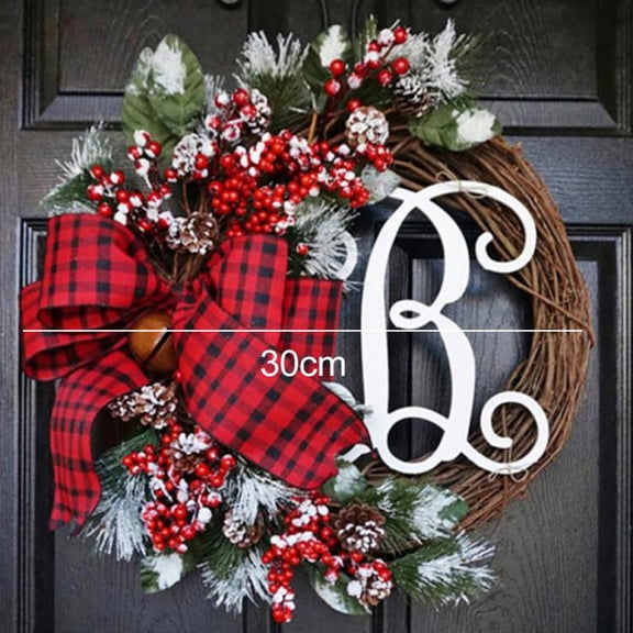 Novobey Christmas Wreath for Front Door, Christmas Handmade Wreath for Window Holiday Party Decoration