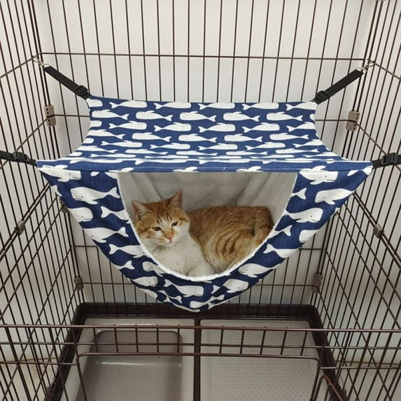 Novobey Double Layer Cat Bed with Hanging Hammock, Blue