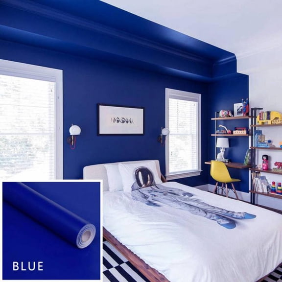 Novobey PVC Wallpaper Roll Peel and Stick Removable Waterproof Wall Sticker Decals Self-Adhesive Solid Color Wallpaper for Bedroom