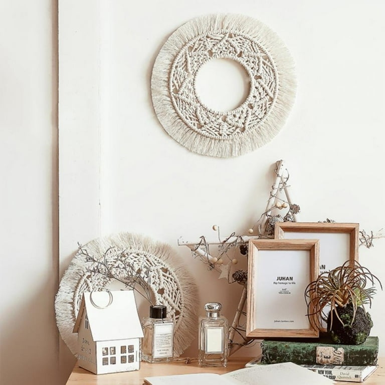 Novobey Round Handmade Macrame Wall Hanging Cotton Woven Tapestry Boho Wall Art Home Decor for Bedroom Living Room Party Decorations Ornament Craft Gift Beige Round Walmart