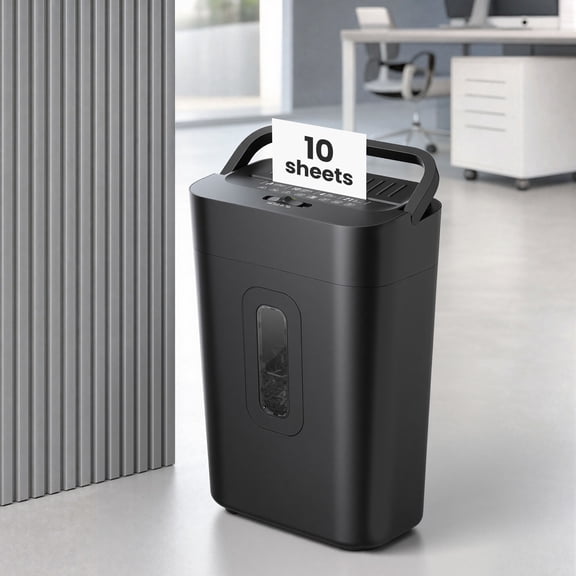 Novodesk 10-Sheet Cross-Cut Paper Shredder, P-4 High Security, 5.55-Gallon Bin, Heavy-Duty Shredder with Portable Handle for Home and Office