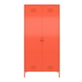 thumbnail image 1 of Novogratz 2 Door Tall Metal Locker Style Storage Cabinet, Orange, 1 of 13