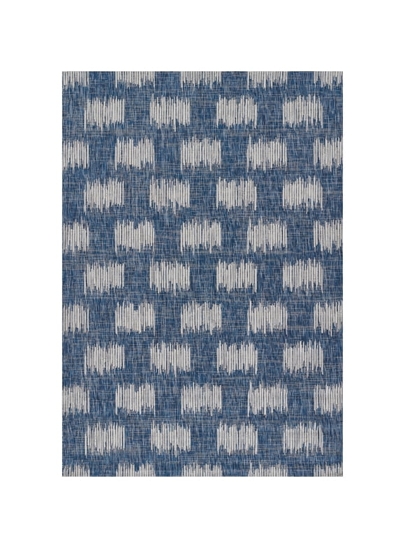 Novogratz 2' x 3' Blue Geometric Outdoor Rug