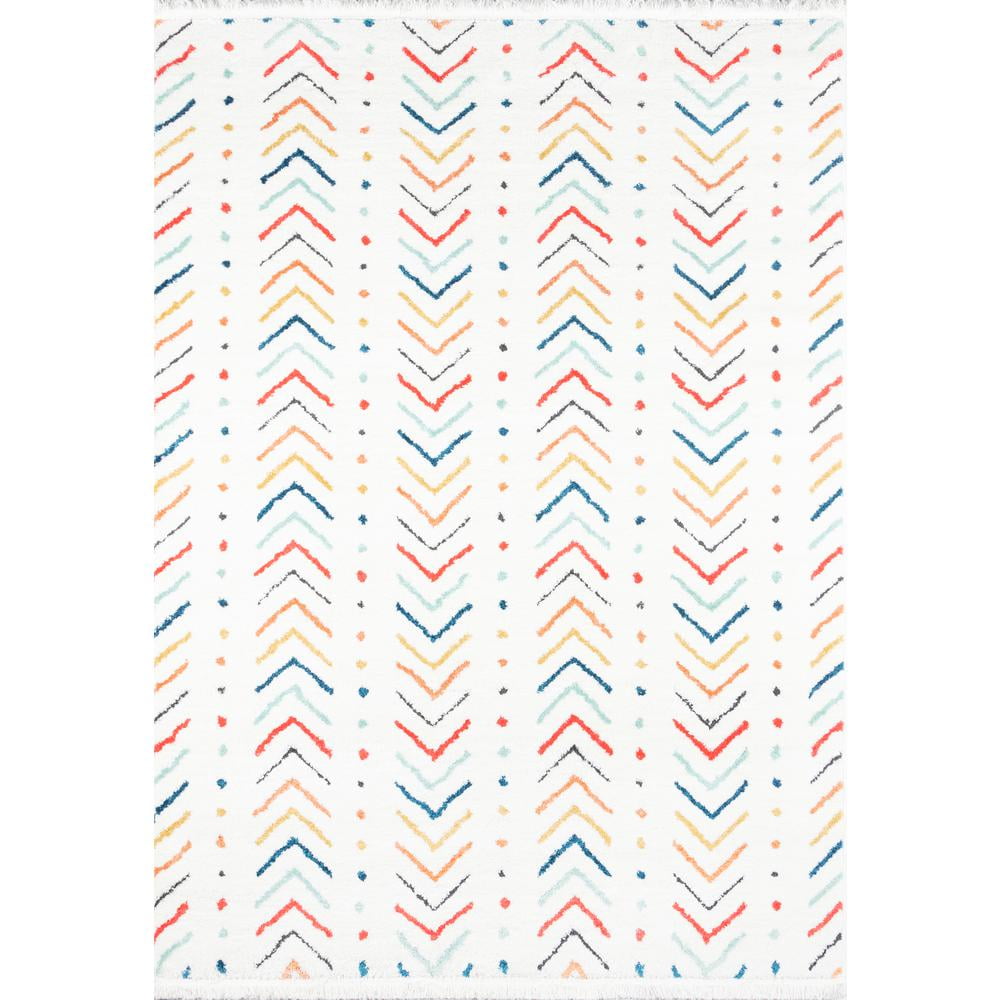 Multicolor Geometric Synthetic Rectangular Rug 2 ft x 3 ft