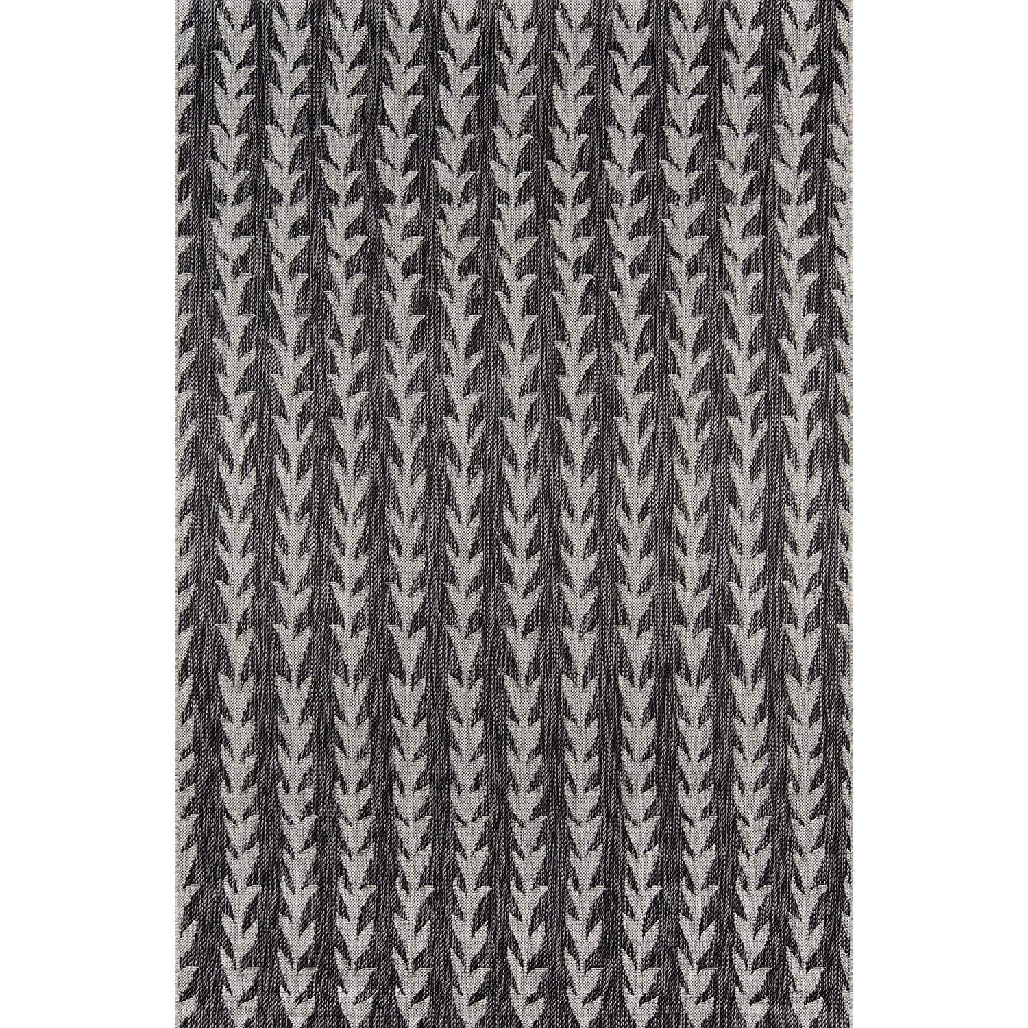 Charcoal and Off-White Abstract Synthetic Rectangular Rug