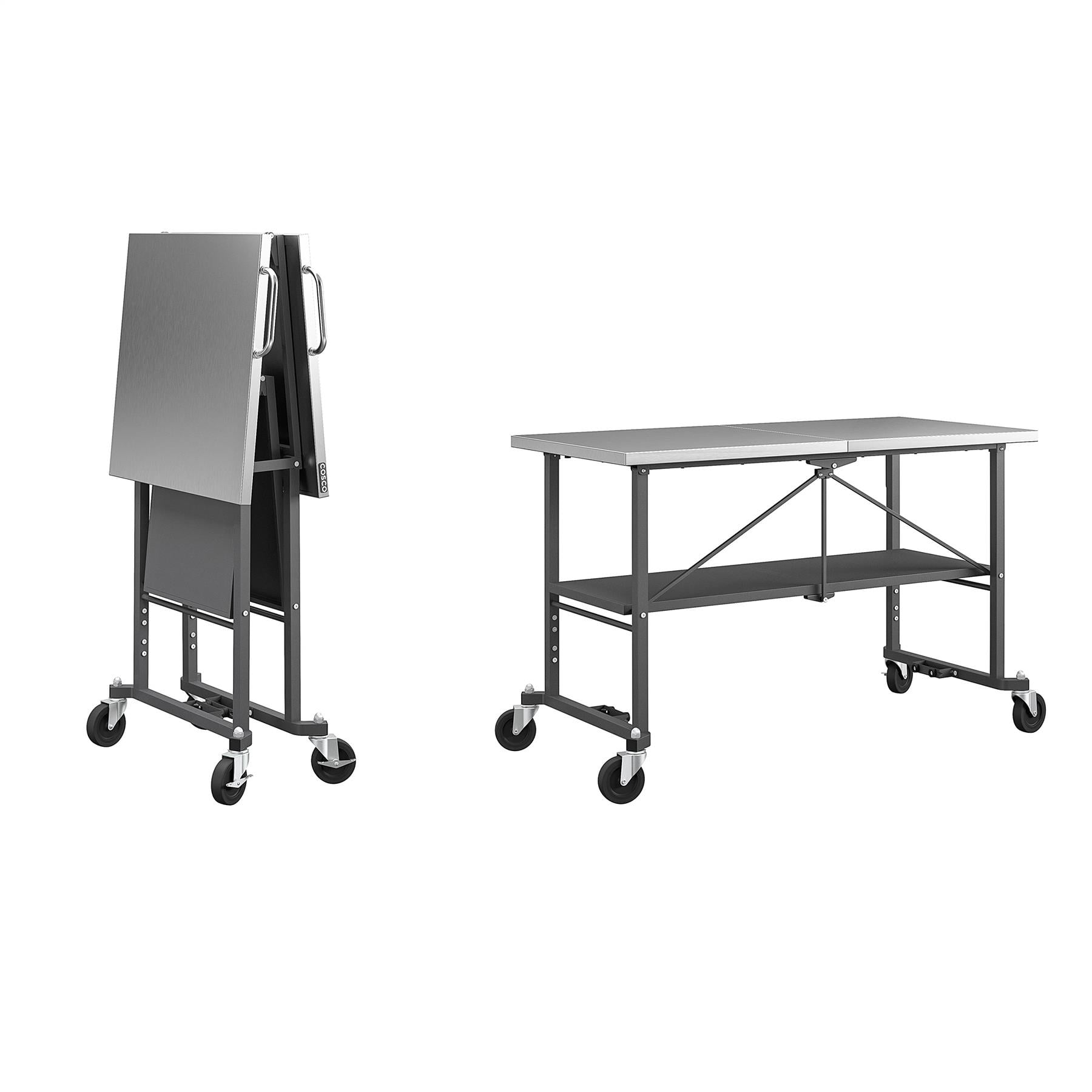 COSCO Smart Fold Stainless Steel Folding Workbench (Gray)