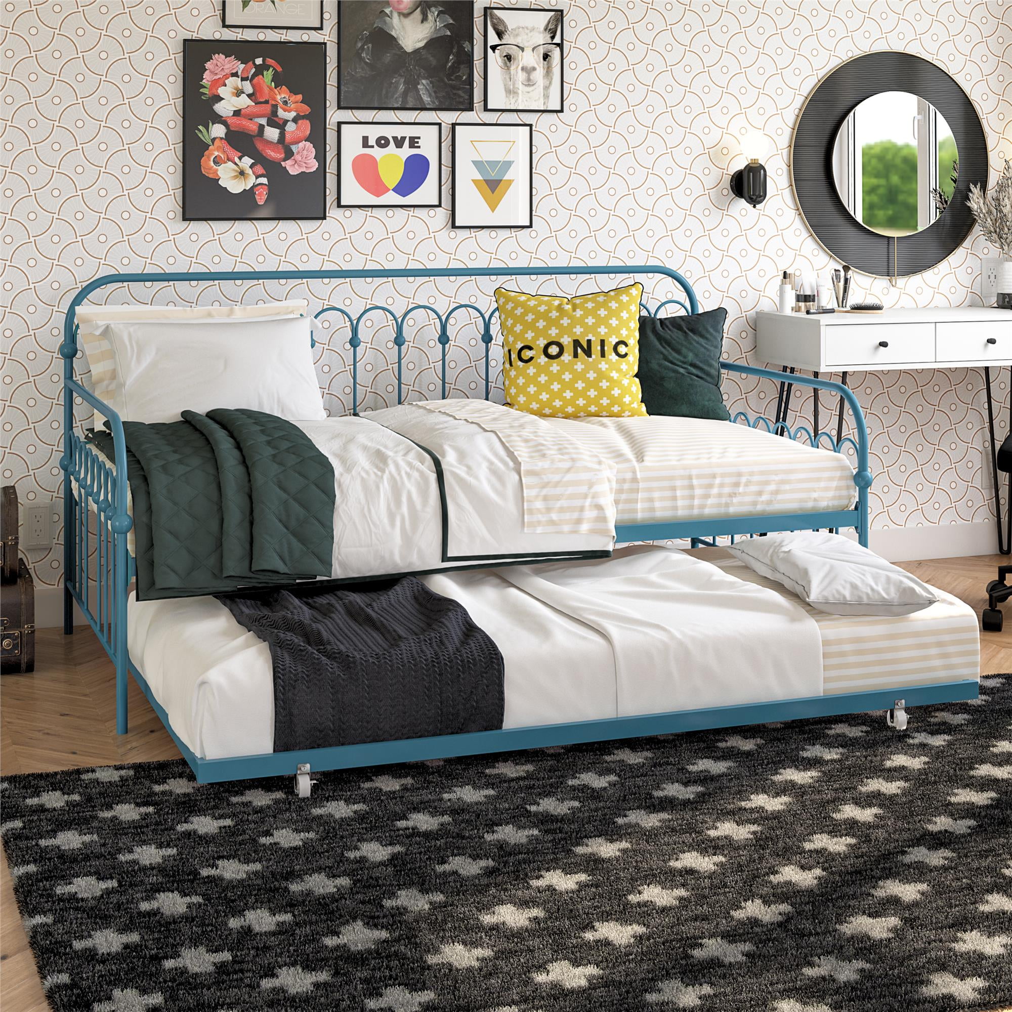 Bright pop twin metal 2024 daybed with trundle
