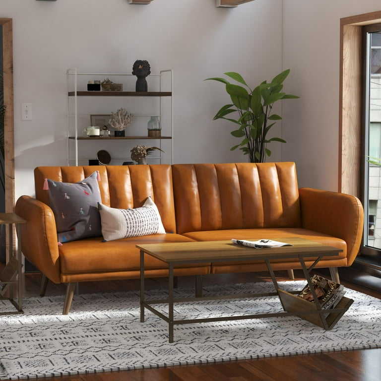 Camel faux leather online loveseat