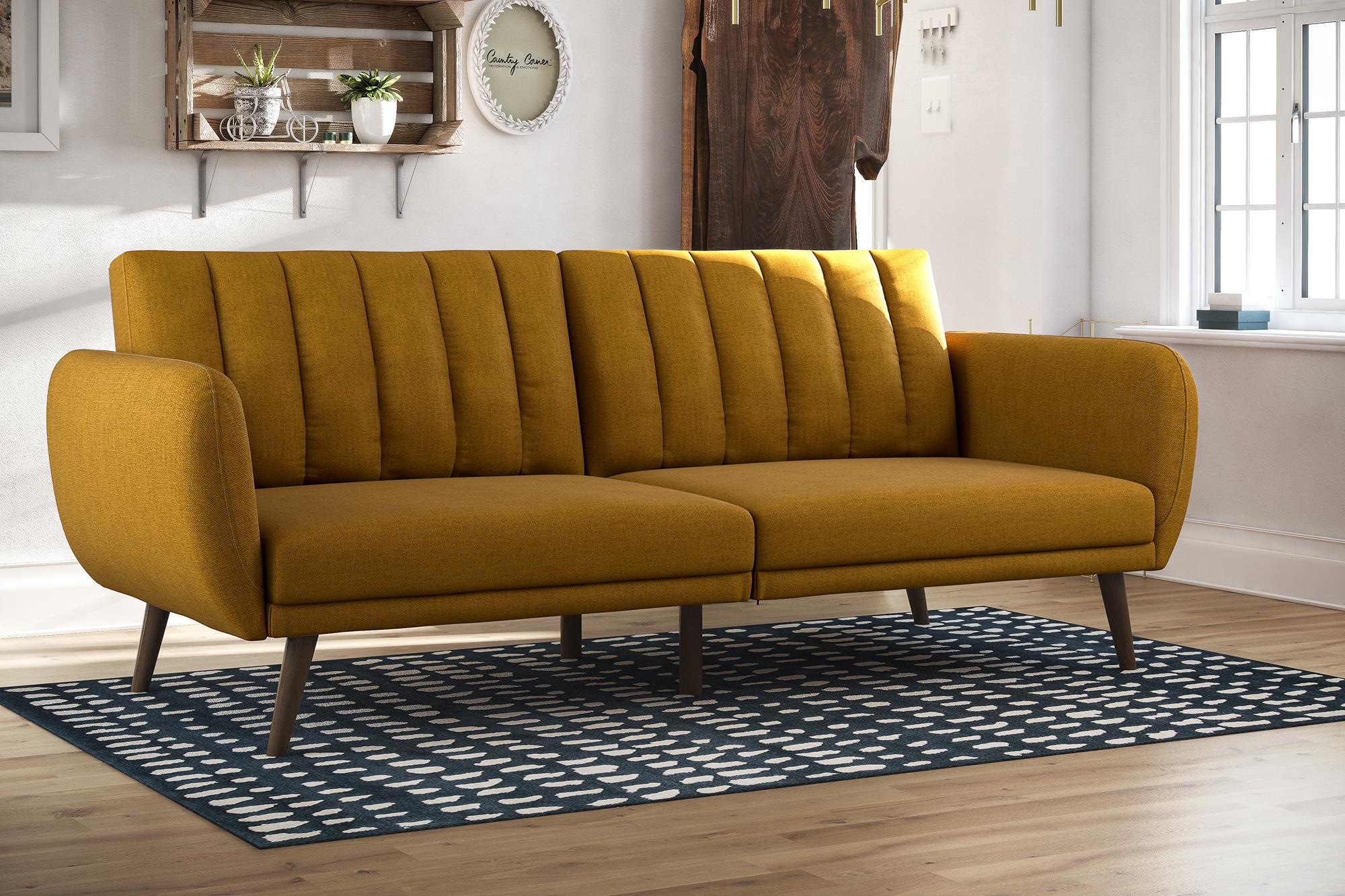 Novogratz Brittany Futon, Mustard Linen - image 1 of 28