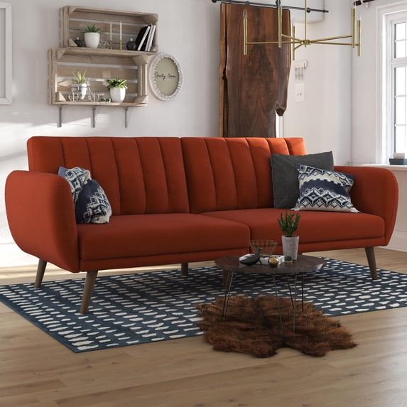 Novogratz Brittany Futon, Persimmon Linen
