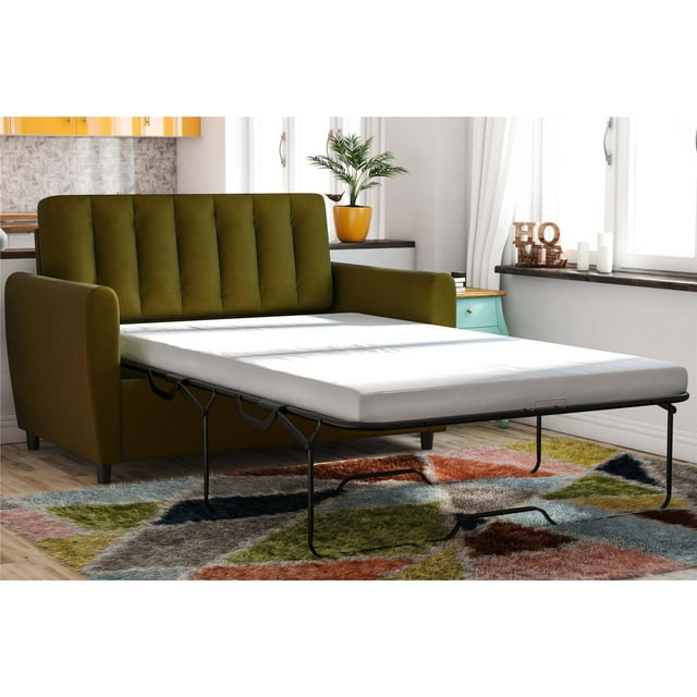 Novogratz Brittany Loveseat Sleeper Sofa with Memory Foam Twin Mattress