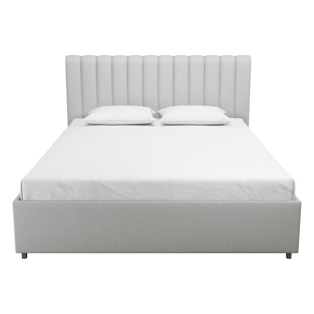 Novogratz Brittany Platform Bed Frame with Storage Drawers, Full, Light