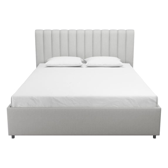 Novogratz Brittany Platform Bed Frame with Storage Drawers, Queen, Light Gray