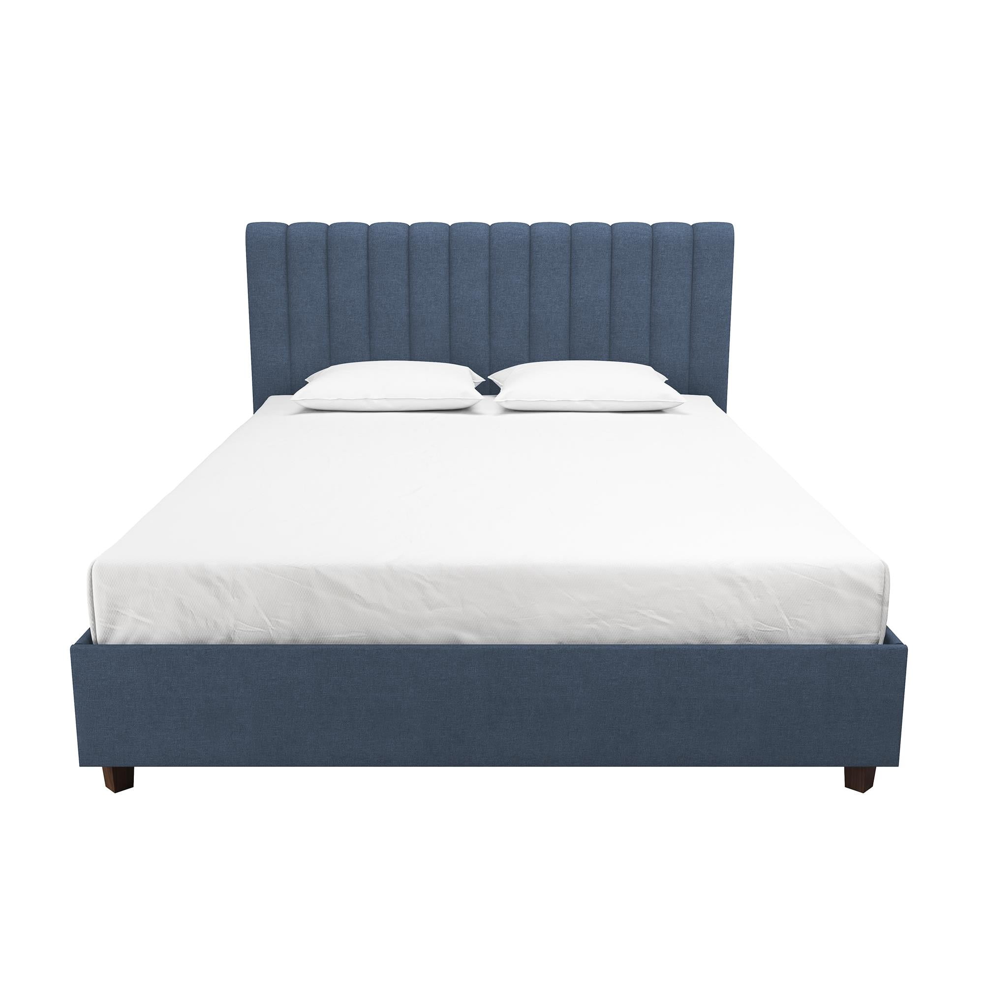 Elegant Queen-Sized Brittany Platform Bed with Tufted Linen Upholstery