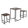 thumbnail image 1 of Novogratz Bungalow Bar Height 3-Piece Pub Table and Stools Set with Wood Tabletop and Metal Frame, Black/Wood Top, 1 of 9
