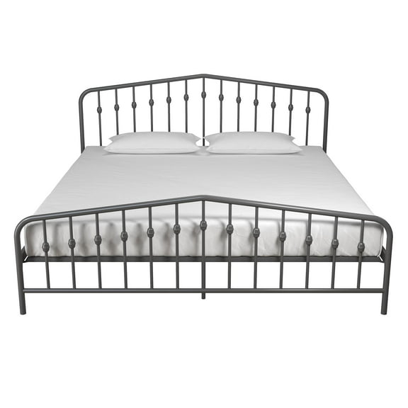 Novogratz Bushwick Metal Bed, King, Gunmetal Gray