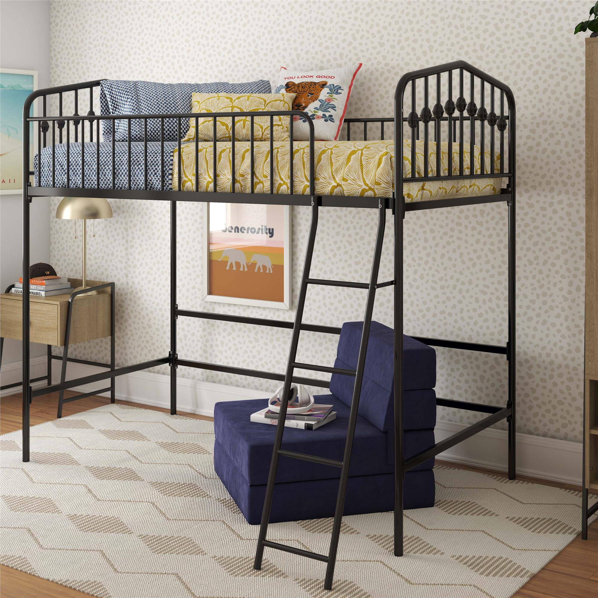 Novogratz Bushwick Metal Twin Loft Bed, Black - Walmart.com