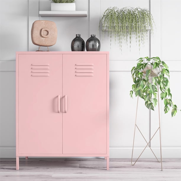 Novogratz Cache 2 Door Metal Locker Style Storage Accent Cabinet