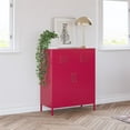 thumbnail image 1 of Novogratz Cache 2 Door Metal Locker-Style Storage Accent Cabinet, Magenta, 1 of 13