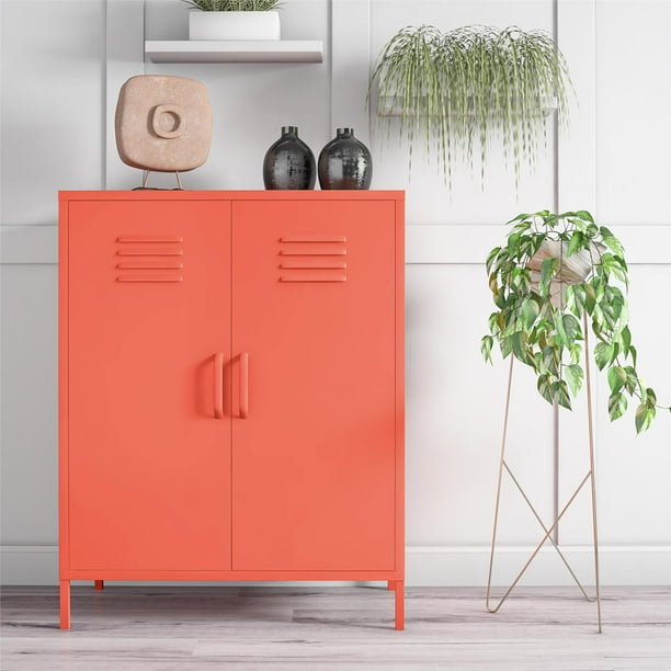 Novogratz Cache 2 Door Metal Locker Style Storage Accent Cabinet
