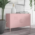 thumbnail image 1 of Novogratz Cache 2 Door Wide Metal Locker Accent Storage Cabinet, Bashful Pink, 1 of 11